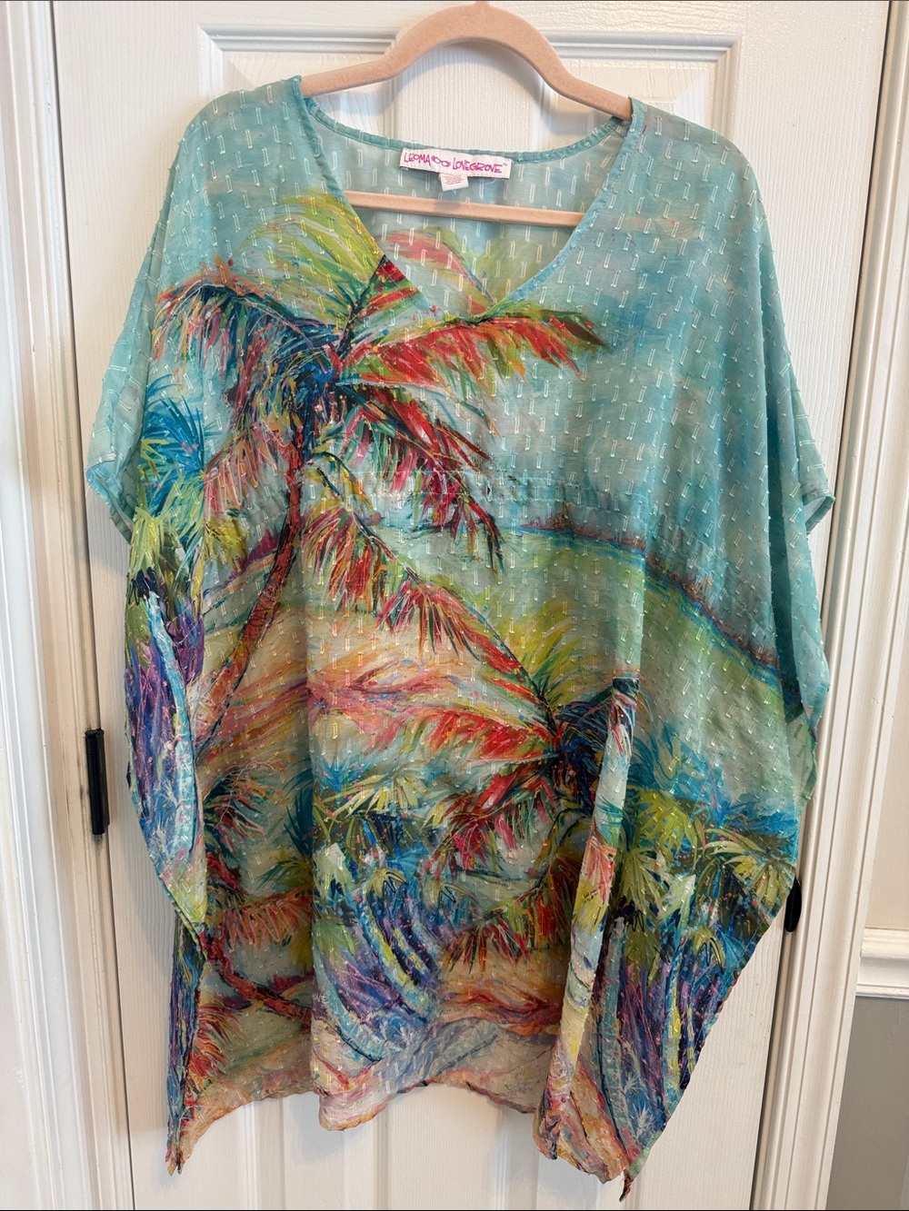 Leoma Lovegrove Painted Palm Kaftan Swim Coverup Sz S